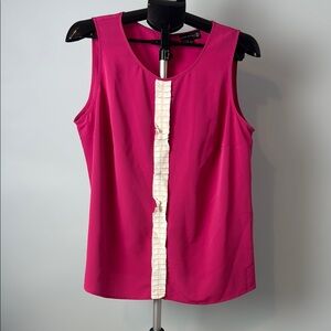 Chic Sleeveless Pink Blouse with White Accent